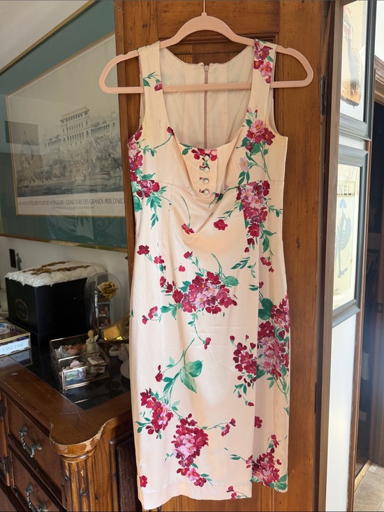 Dolce & Gabbana Dresses & Skirts - Dolce & Gabbana Cream Floral Sleeveless Dress with Pink & Green Accents